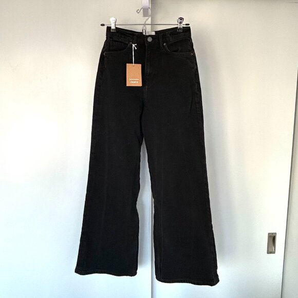 Cary Stretch High Rise Slouchy Wide Leg Jeans in Black - Picture 5 of 10